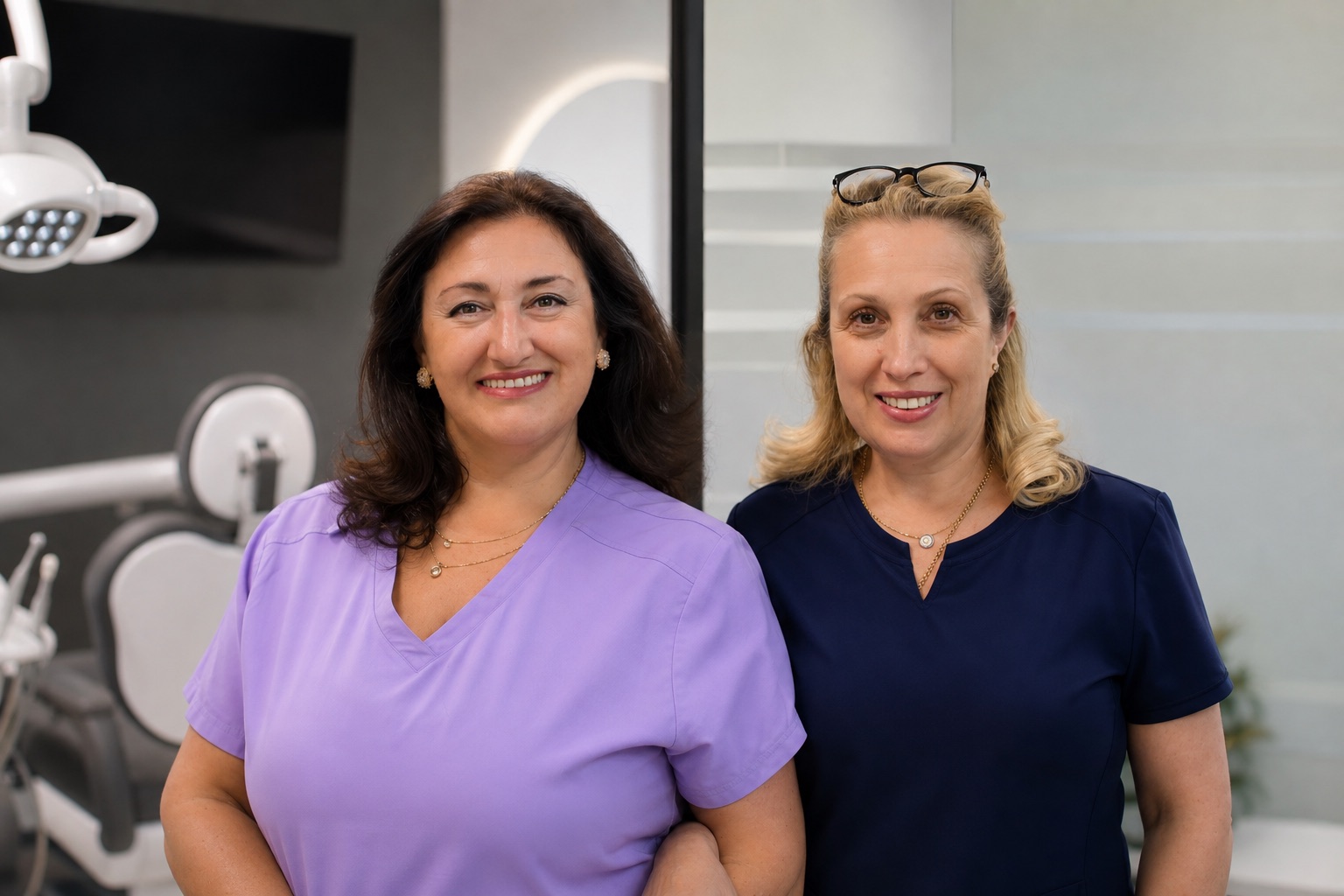 Two members of the Avant Garde Dental team in a treatment room